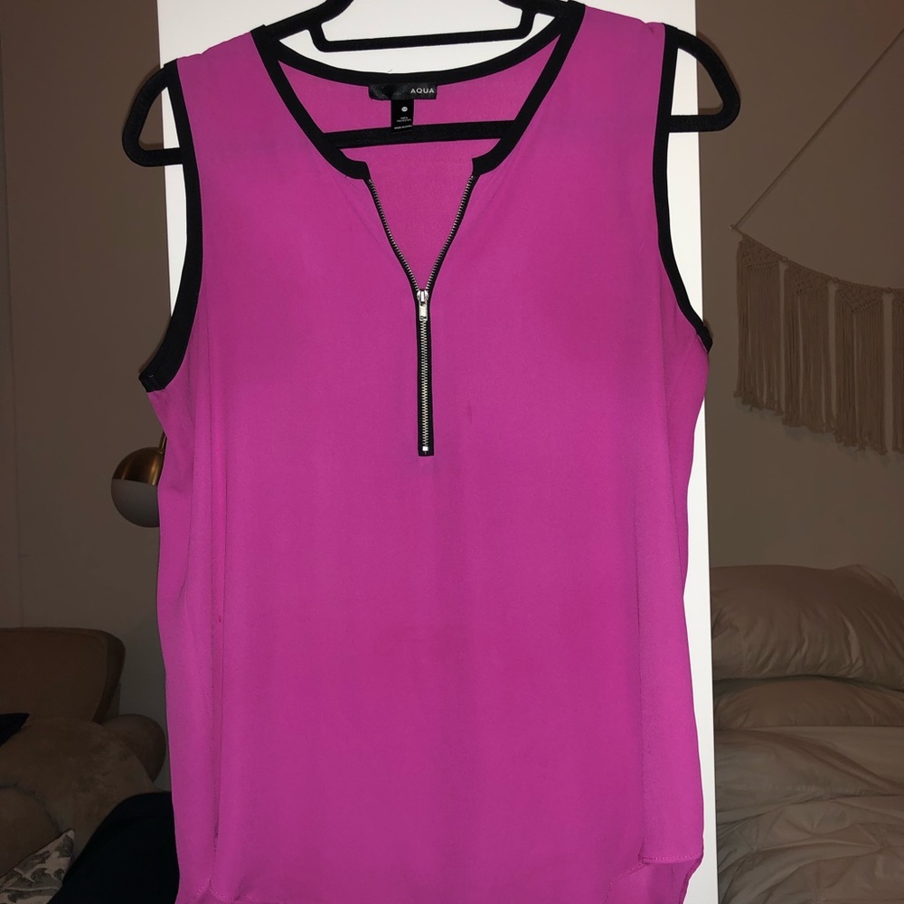 Bloomingdales ‘Aqua’ Pink half-zip tank top